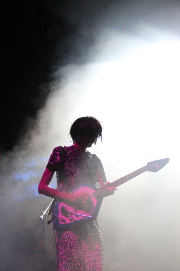 Bradford Cox of Deerhunter rocks a dress and wig Saturday night on the Reverberation Stage. Photo: Helen Grant